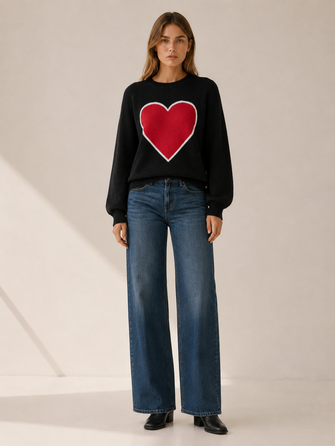 Evadina | Round Neck Jumper with Heart Detail
