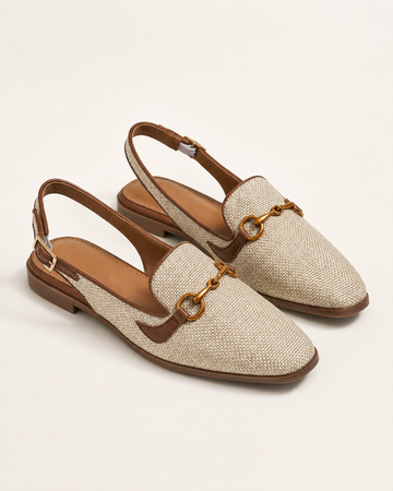 Evadne | Slingback Flats with Woven Upper