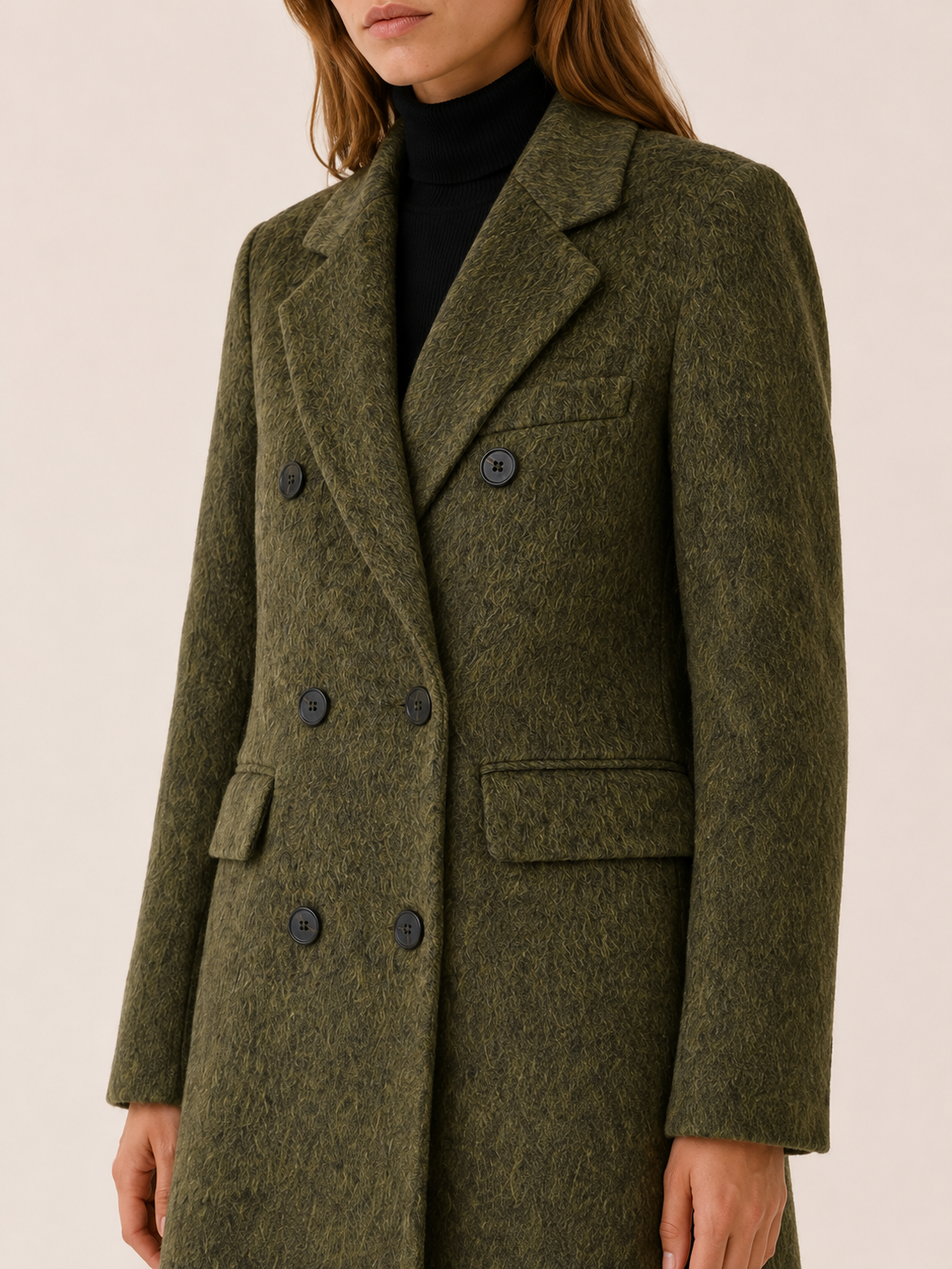 Evelyn | Women’s Long Coat with Double-Breasted Front