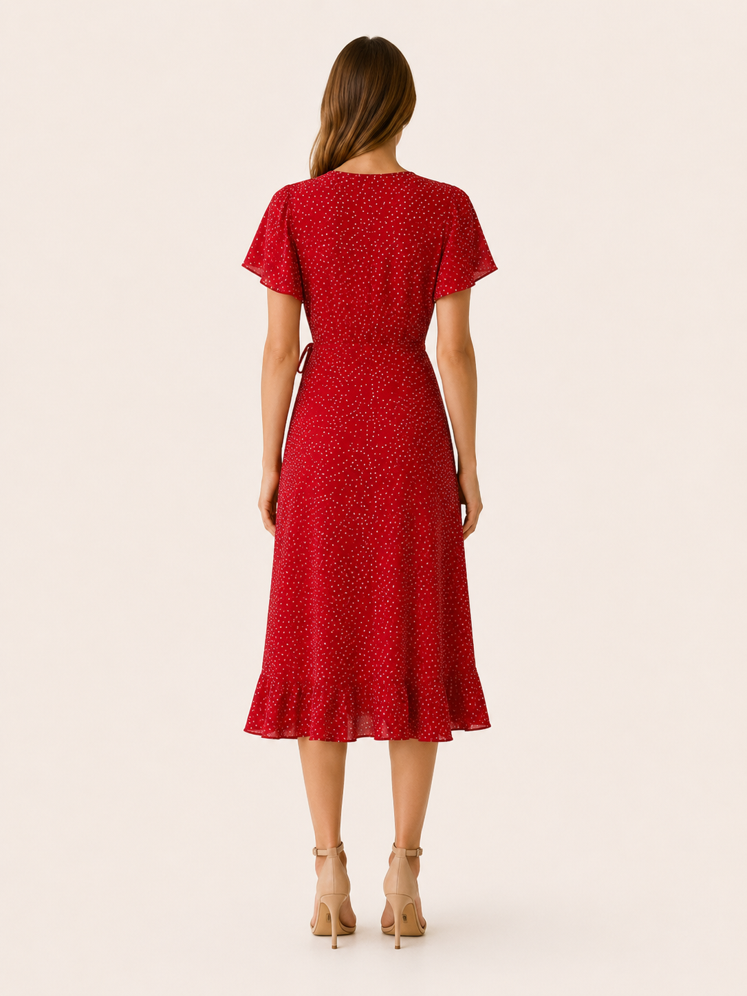 Farah | Polka Dot Wrap Dress with Ruffle Trim
