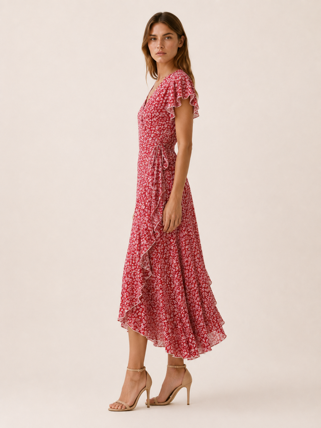 Farah | Polka Dot Wrap Dress with Ruffle Trim