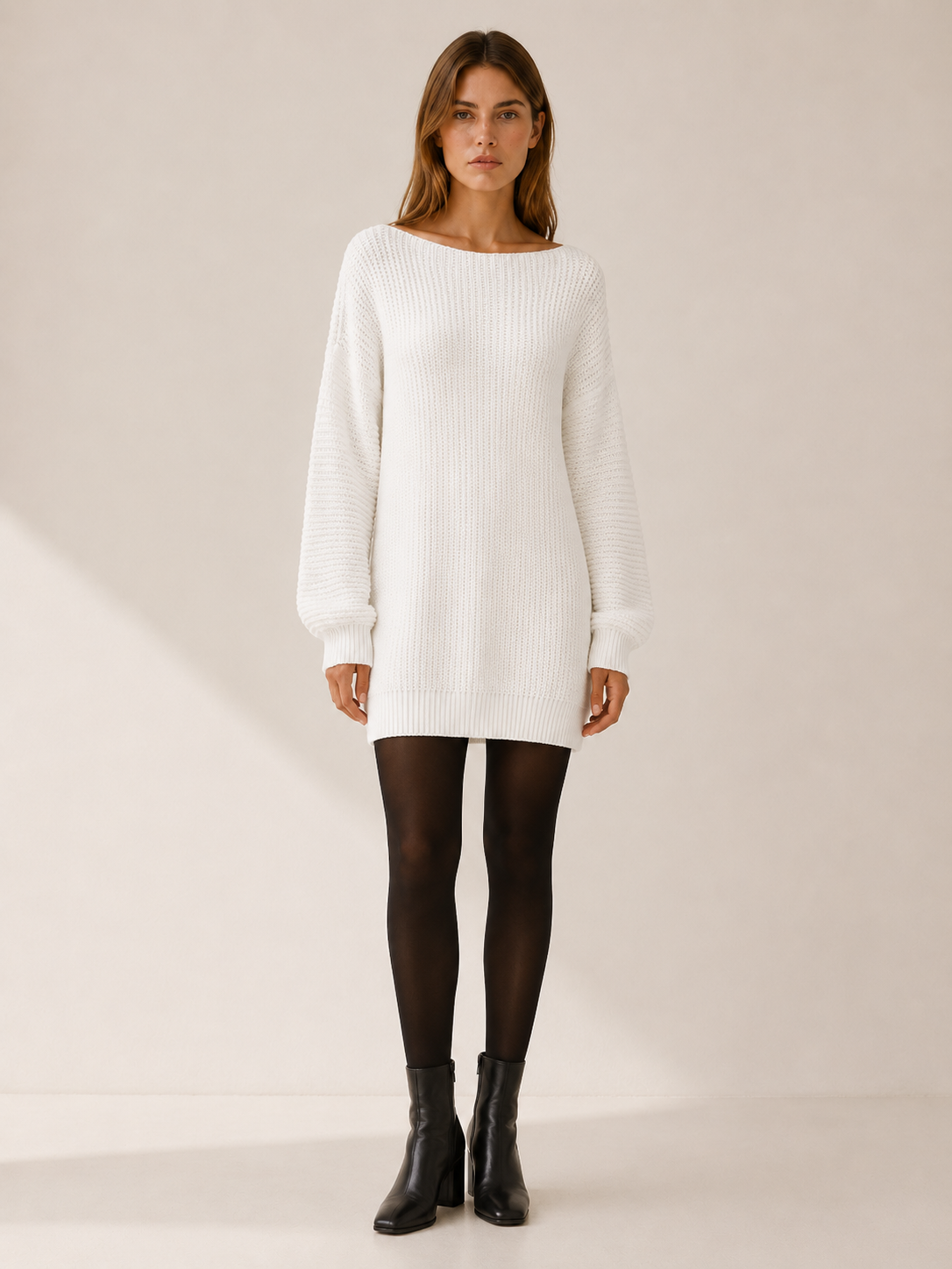 Fiora | Jumper Dress with Bardot Neckline and Mini Fit