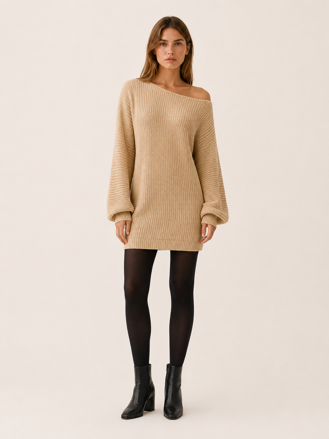 Fiora | Jumper Dress with Bardot Neckline and Mini Fit