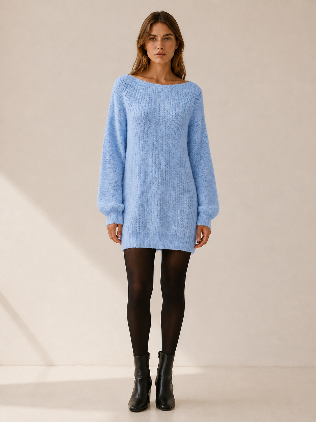 Fiora | Jumper Dress with Bardot Neckline and Mini Fit