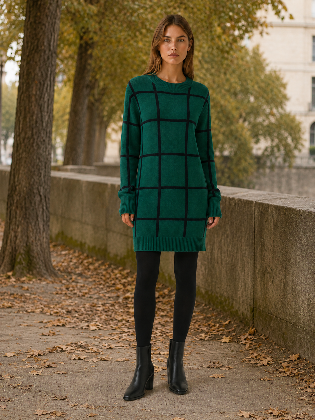 Florence | Jumper Dress with Plaid Pattern and Mini Fit