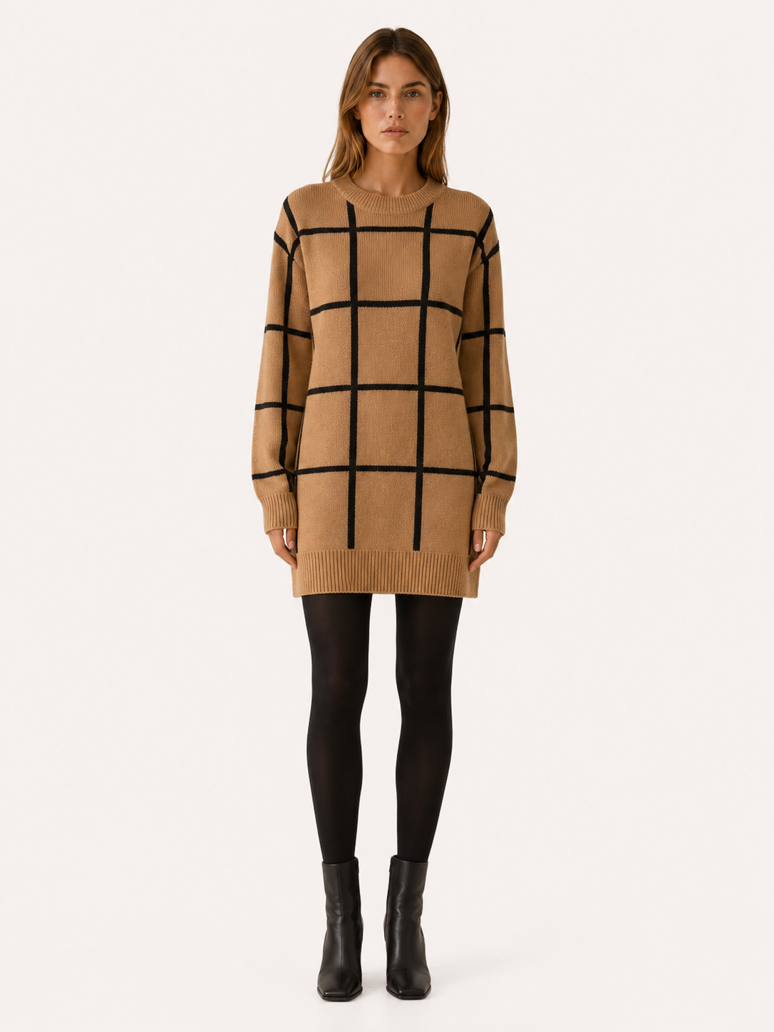 Florence | Jumper Dress with Plaid Pattern and Mini Fit