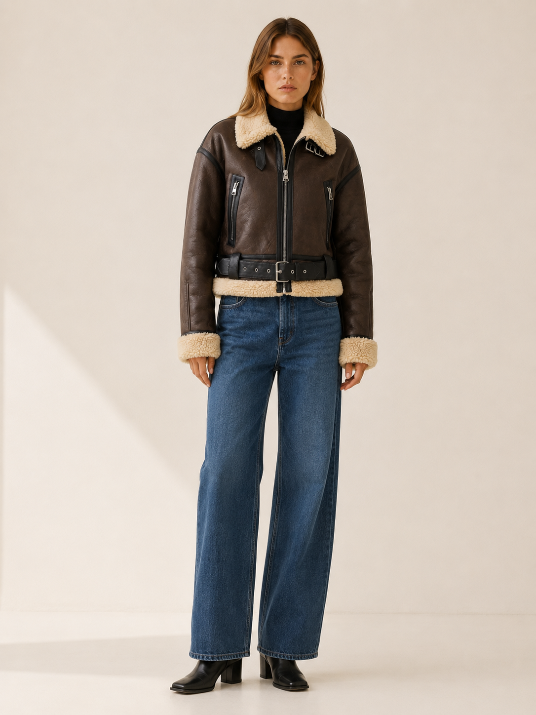 Freya | Women's Cropped Aviator Bomber Jacket