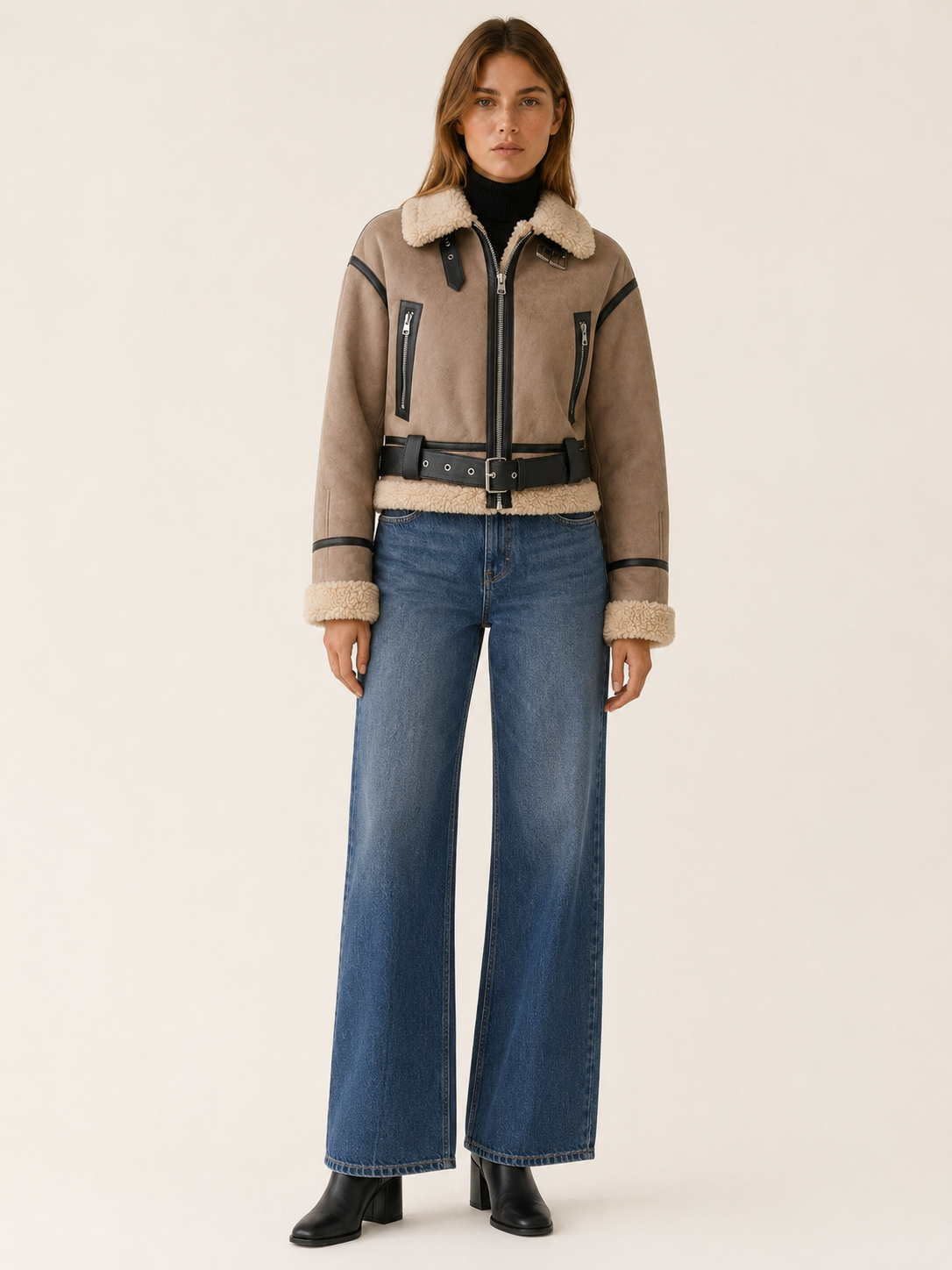 Freya | Women's Cropped Aviator Bomber Jacket