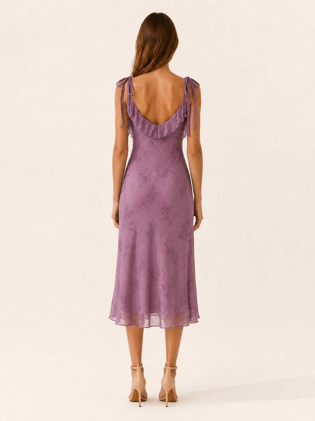 Gemma | Floral Ruffle Midi Dress with Tie Straps