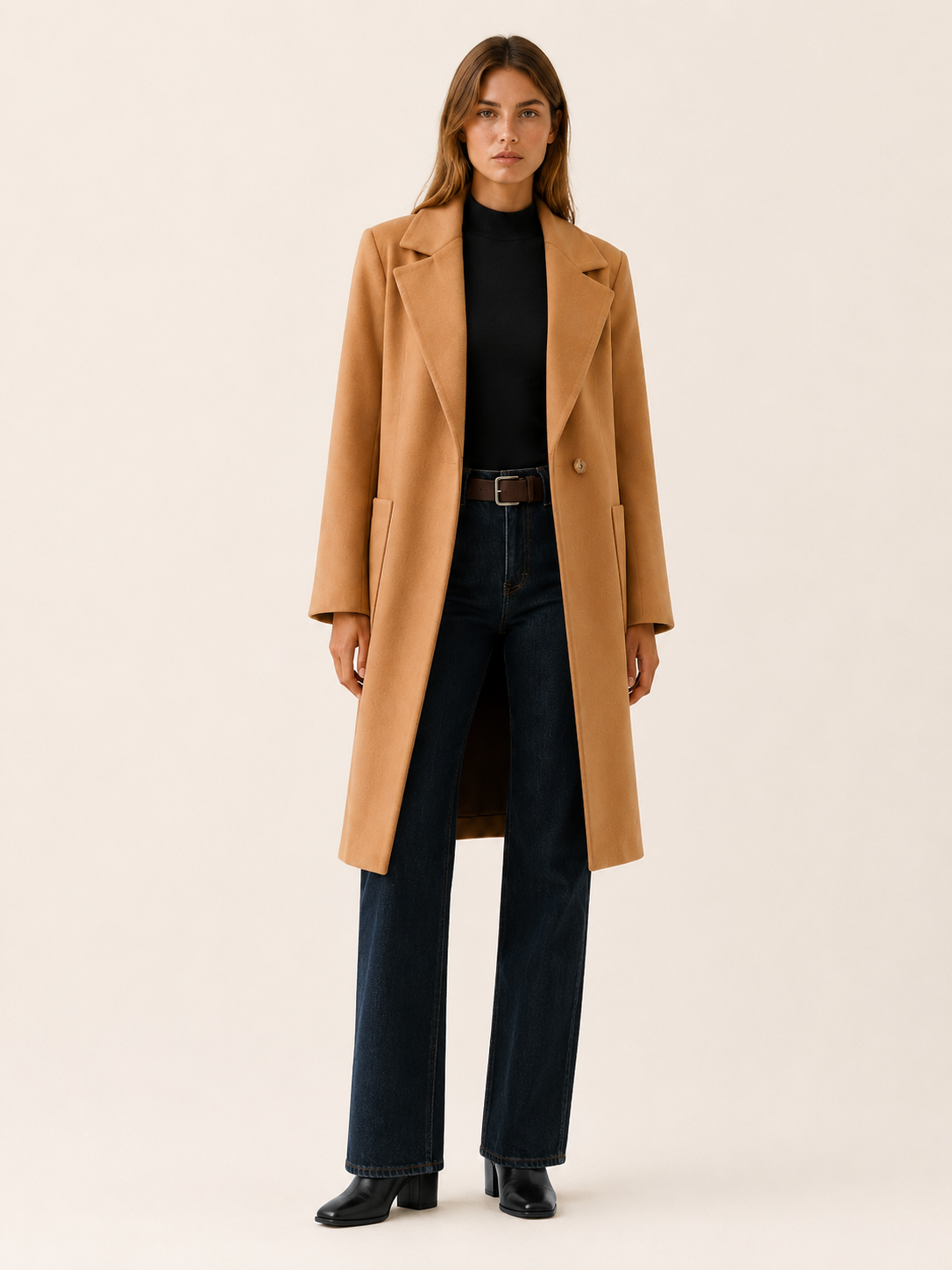 Greer | Women’s Long Trench Coat with Single-Button Front
