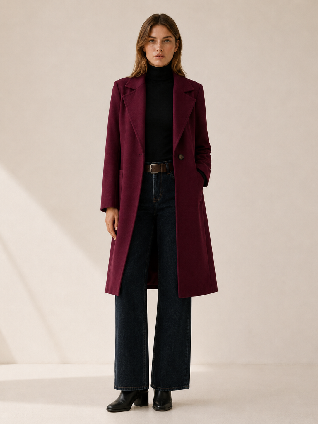 Greer | Women’s Long Trench Coat with Single-Button Front