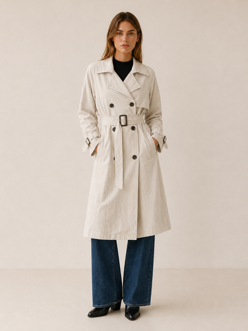 Hannah | Women’s Belted Trench Coat with Double-Breasted Front