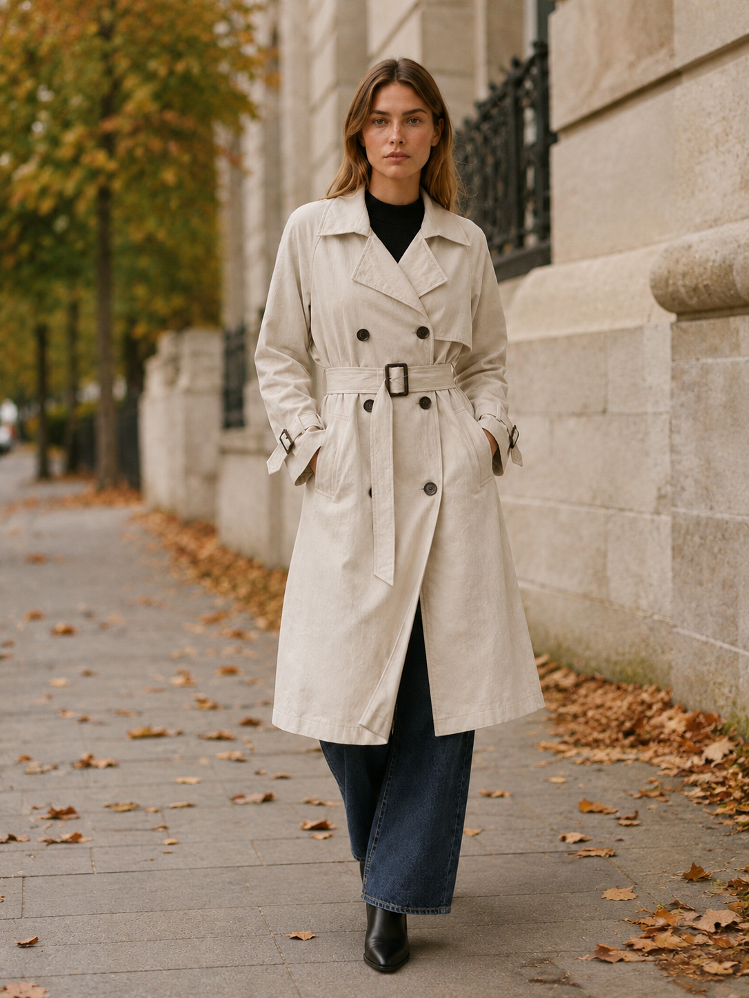 Hannah | Women’s Belted Trench Coat with Double-Breasted Front
