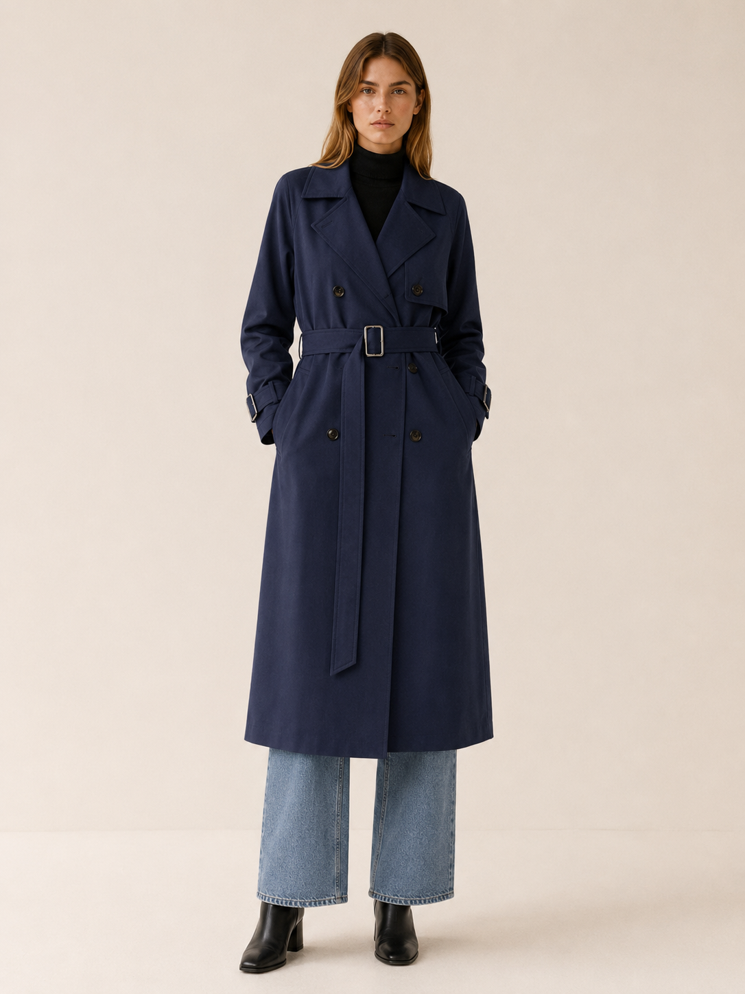 Hannah | Women’s Belted Trench Coat with Double-Breasted Front