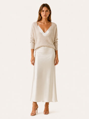 Harlow | Sweater Dress Set with V Neck Knit Layer Midi Dress