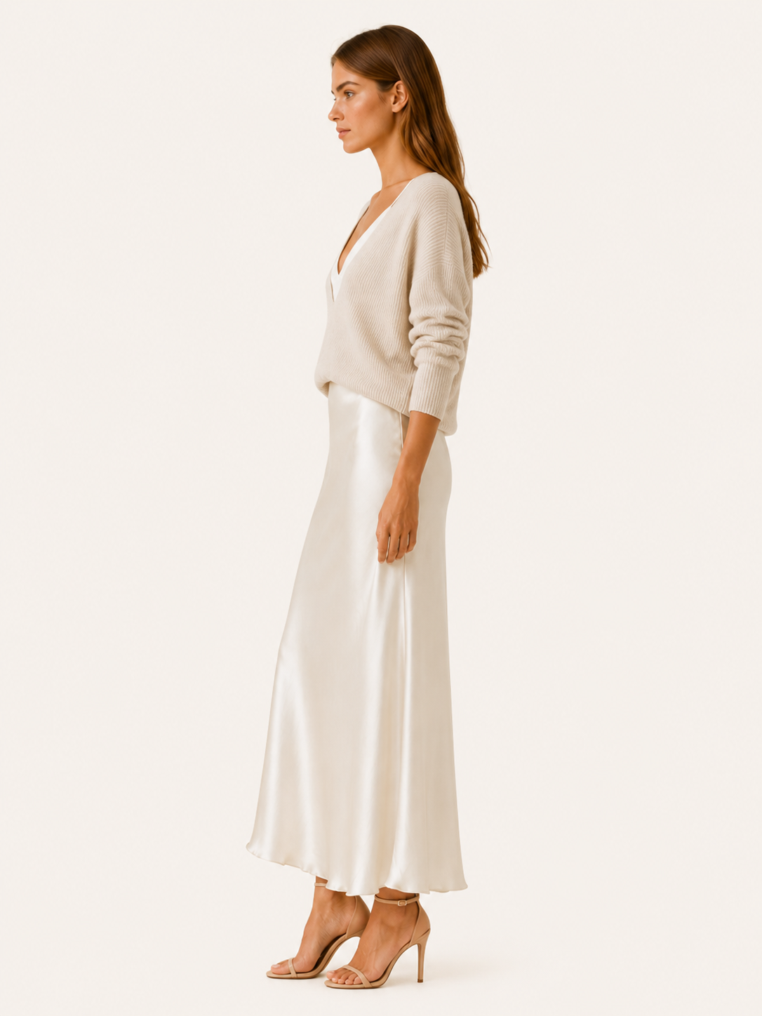 Harlow | Sweater Dress Set with V Neck Knit Layer Midi Dress