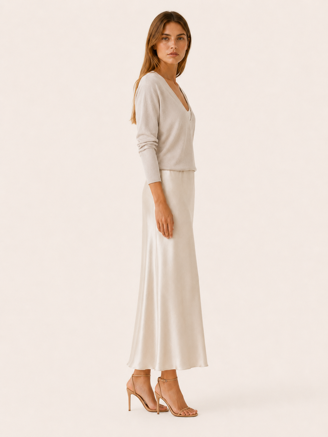 Harlow | Sweater Dress Set with V Neck Knit Layer Midi Dress