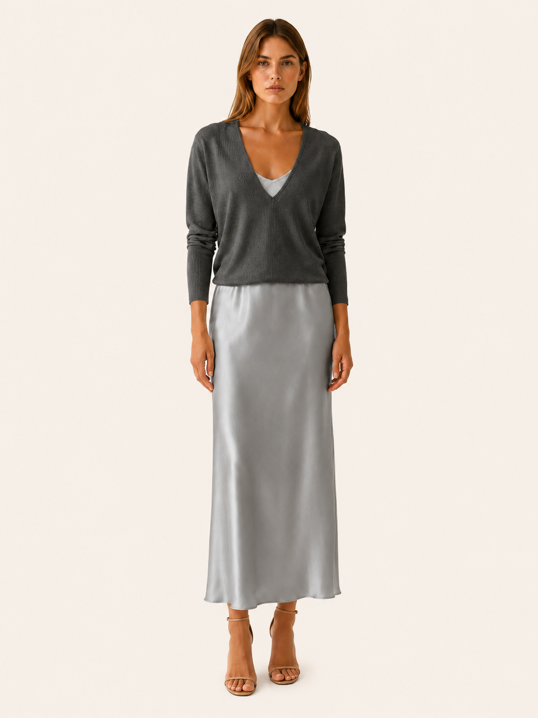 Harlow | Sweater Dress Set with V Neck Knit Layer Midi Dress