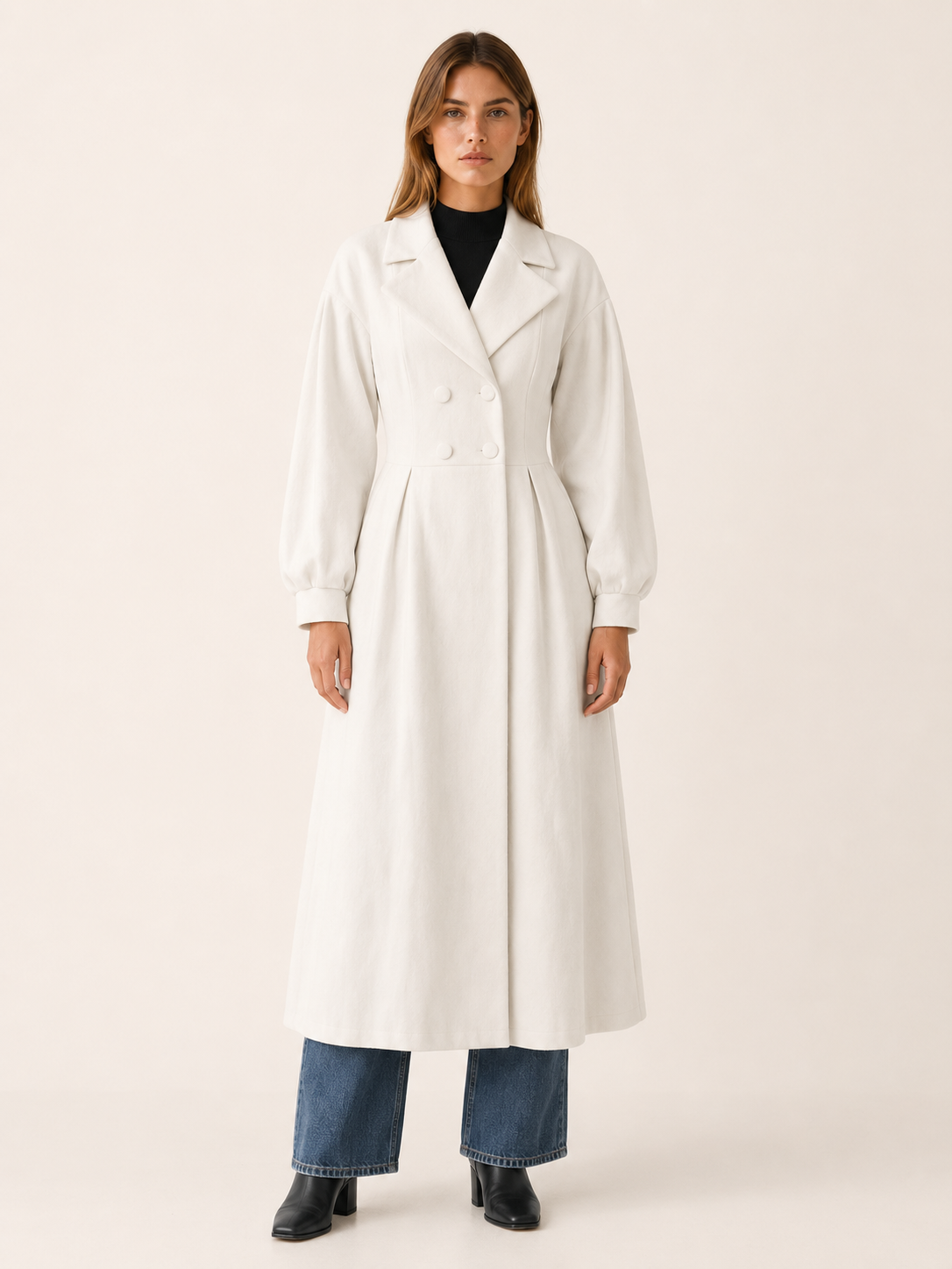 Harper | Women’s Midi Trench Coat with Double-Breasted Front