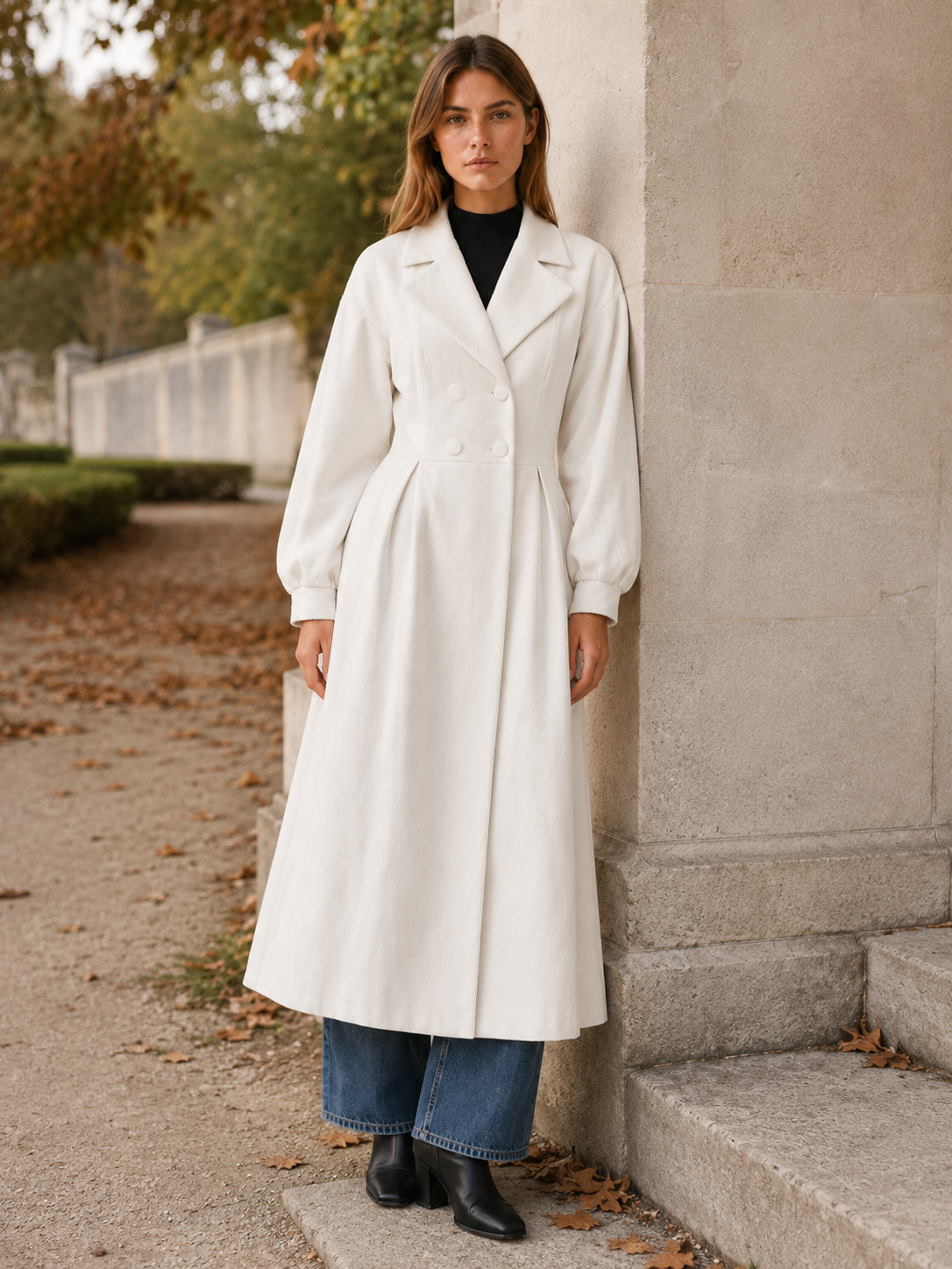 Harper | Women’s Midi Trench Coat with Double-Breasted Front