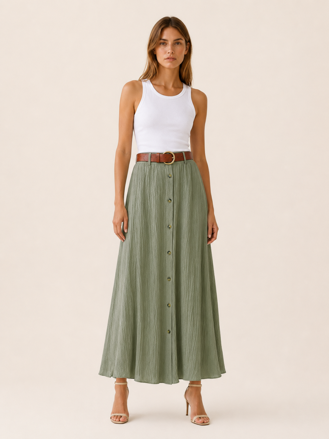 Hartley | Buttoned Maxi Skirt with A-Line Summer Fit