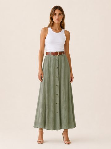 Hartley | Buttoned Maxi Skirt with A-Line Summer Fit