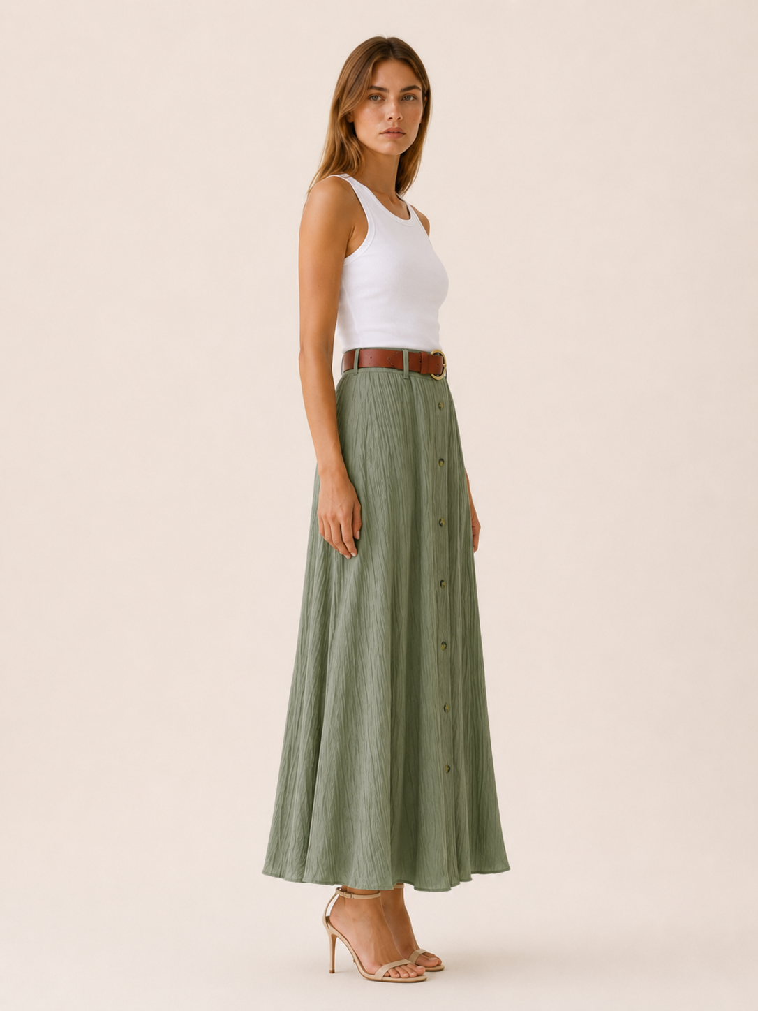 Hartley | Buttoned Maxi Skirt with A-Line Summer Fit