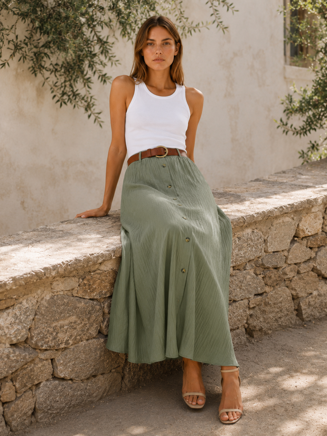 Hartley | Buttoned Maxi Skirt with A-Line Summer Fit