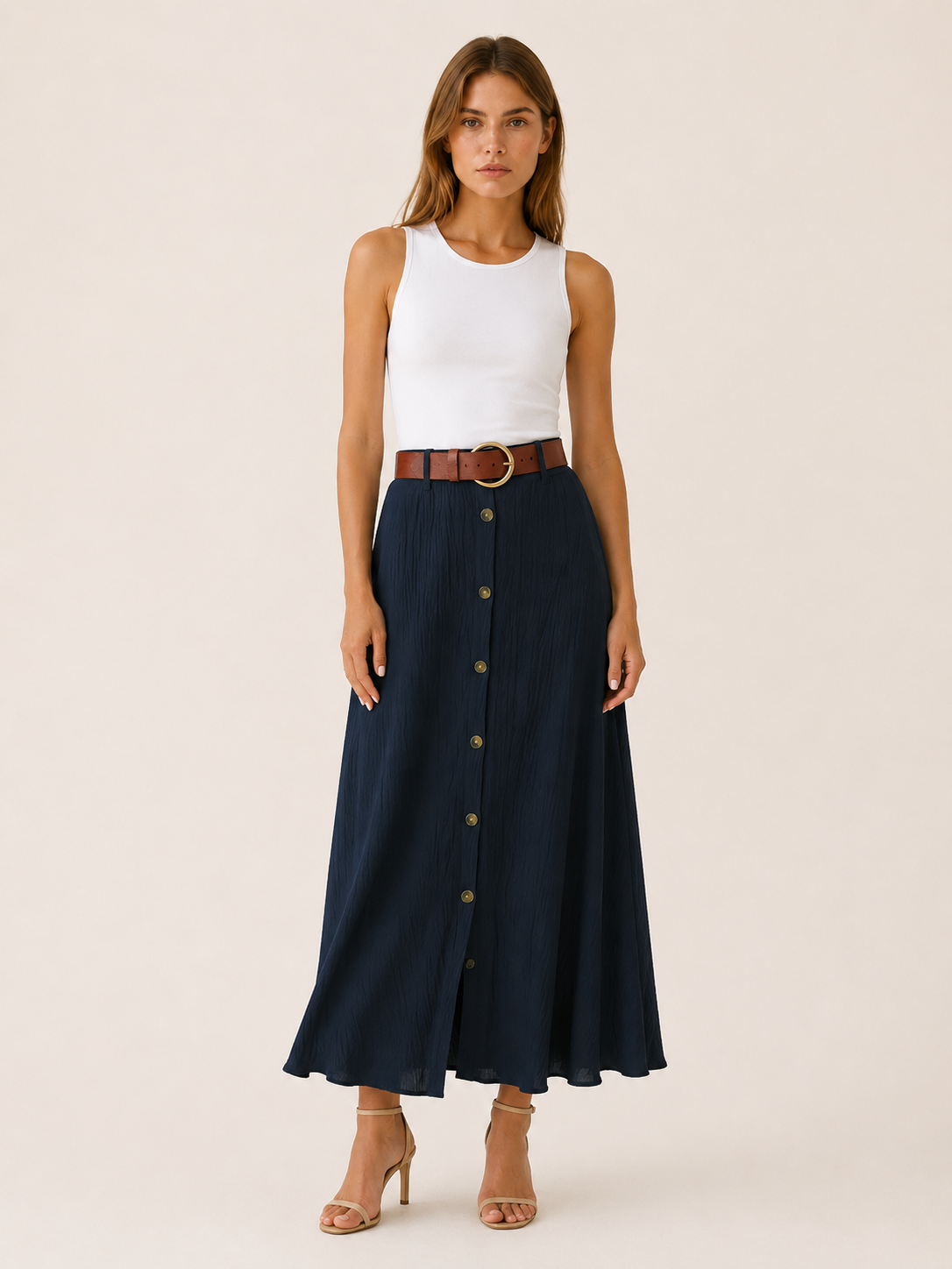 Hartley | Buttoned Maxi Skirt with A-Line Summer Fit