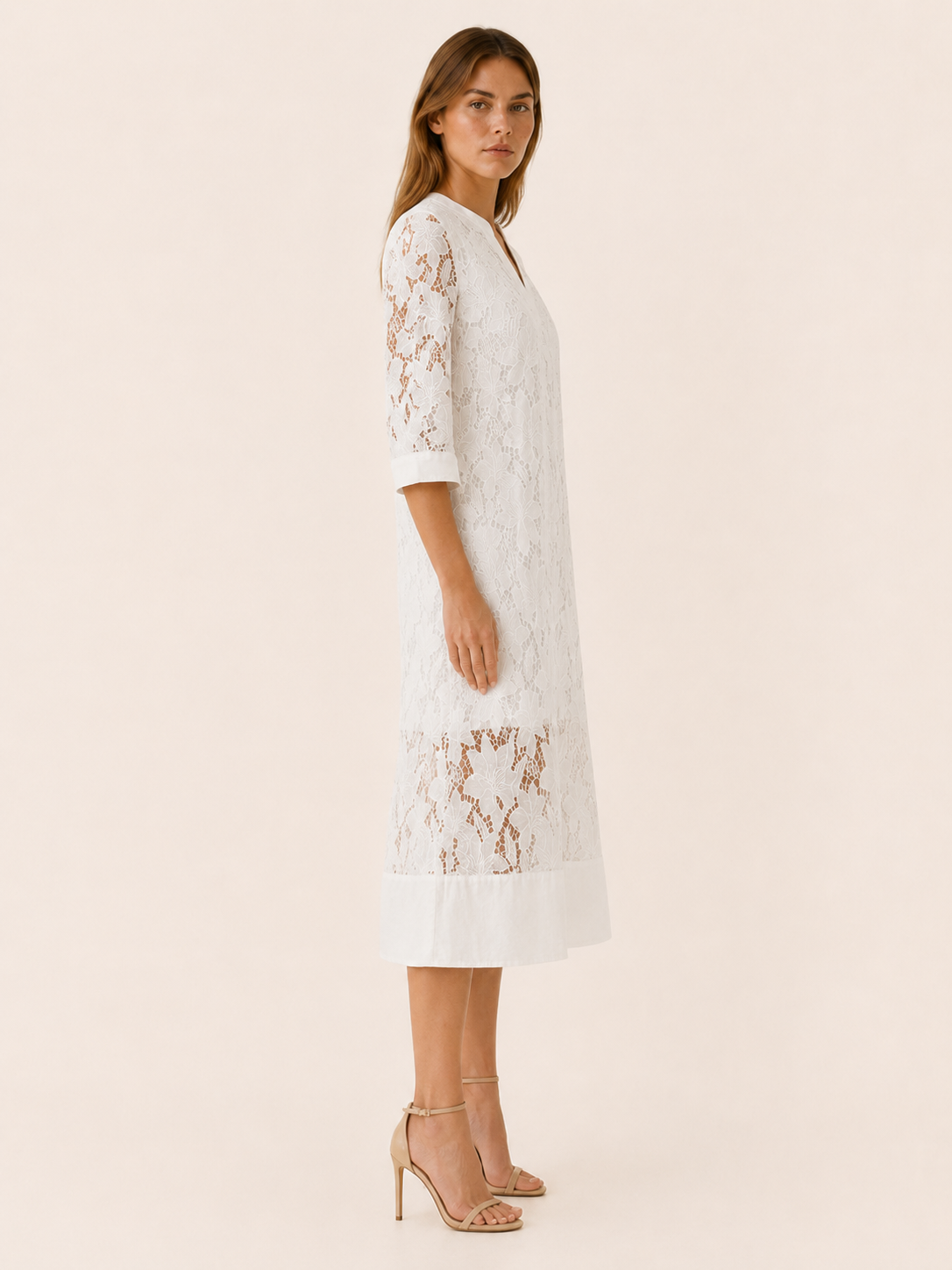 Holland | Embroidered Midi Dress with Lace Detail Relaxed Fit