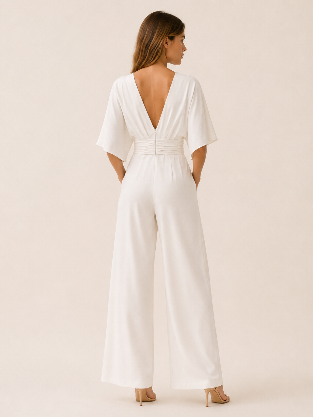 Idony | Wide Leg Jumpsuit with Draped Sleeves