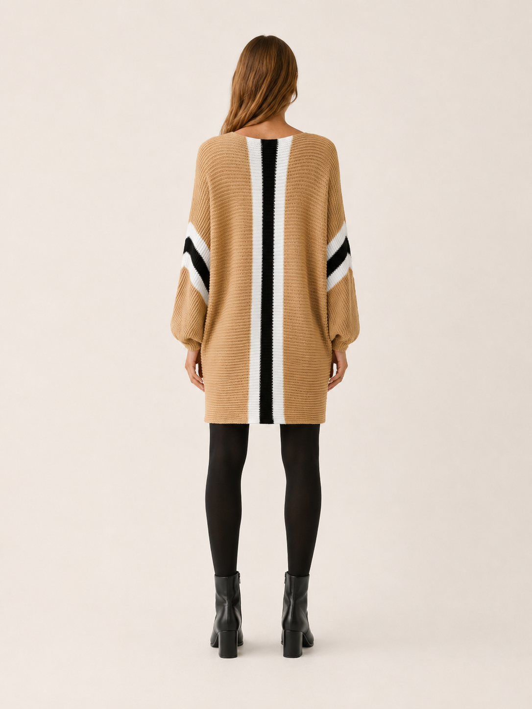 Ione | Jumper Dress with Colour-Block Detail and Batwing Sleeves