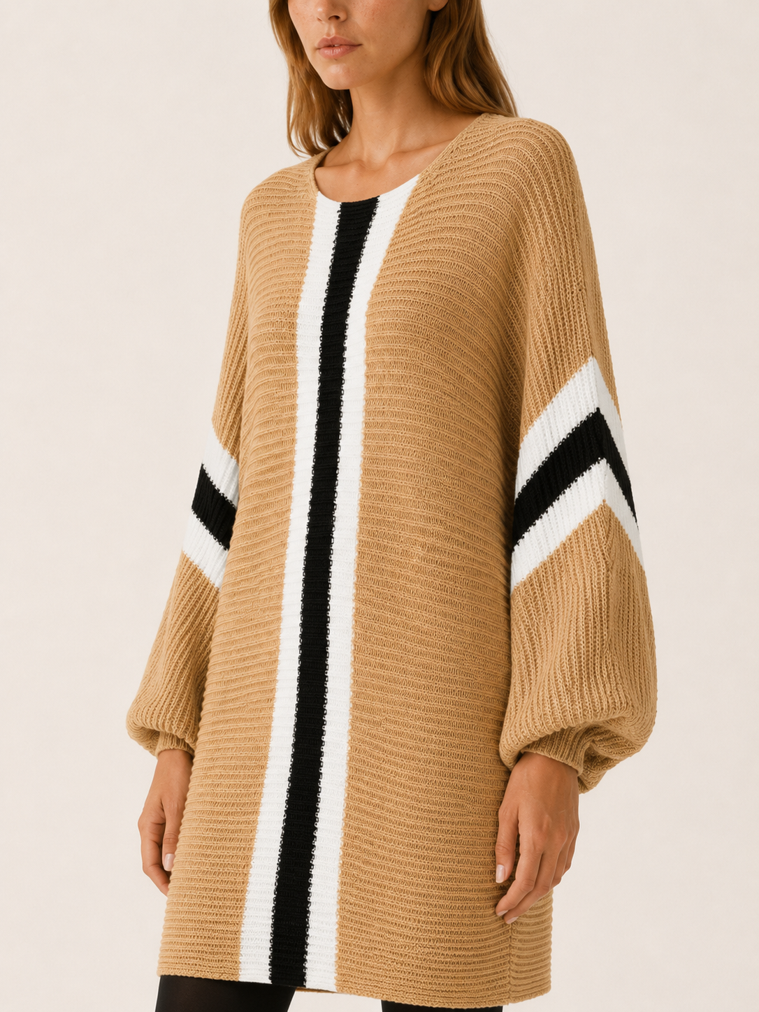 Ione | Jumper Dress with Colour-Block Detail and Batwing Sleeves