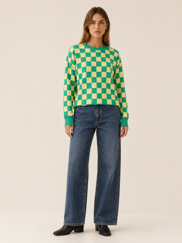 Ismerie | Patterned Jumper with Checkerboard Design