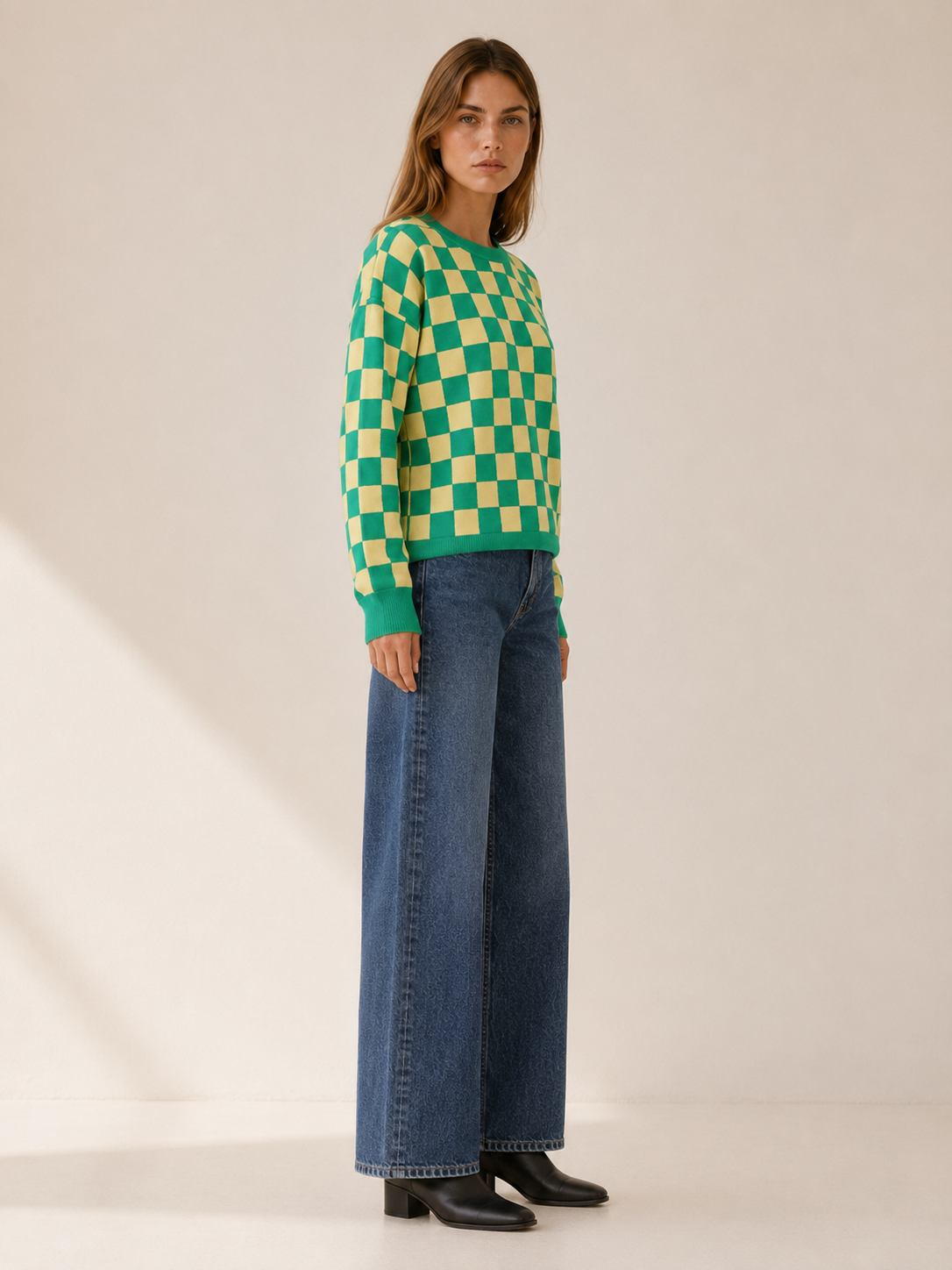 Ismerie | Patterned Jumper with Checkerboard Design