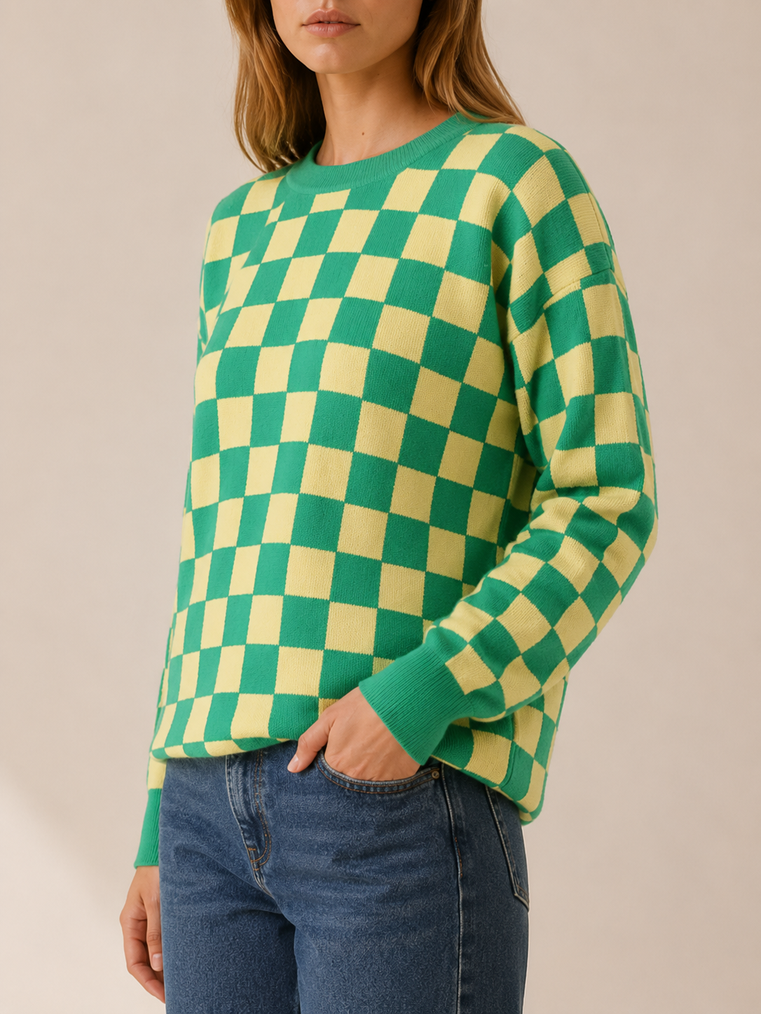 Ismerie | Patterned Jumper with Checkerboard Design