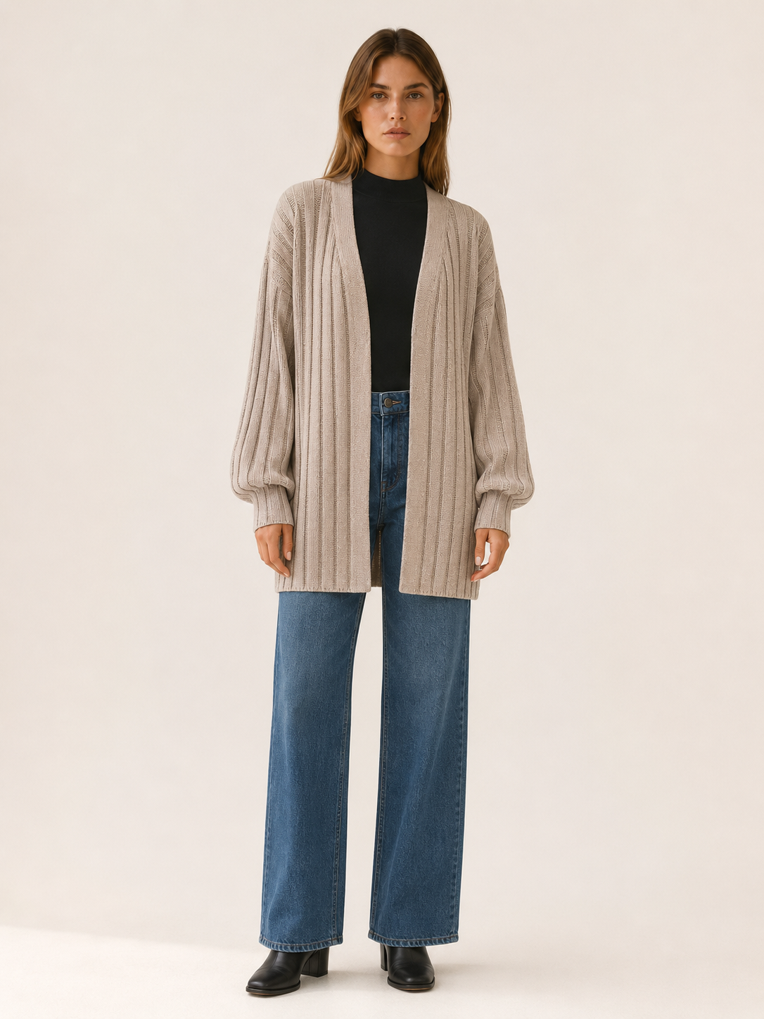 Isolde | Women’s Long Cardigan with Open Front and Pockets