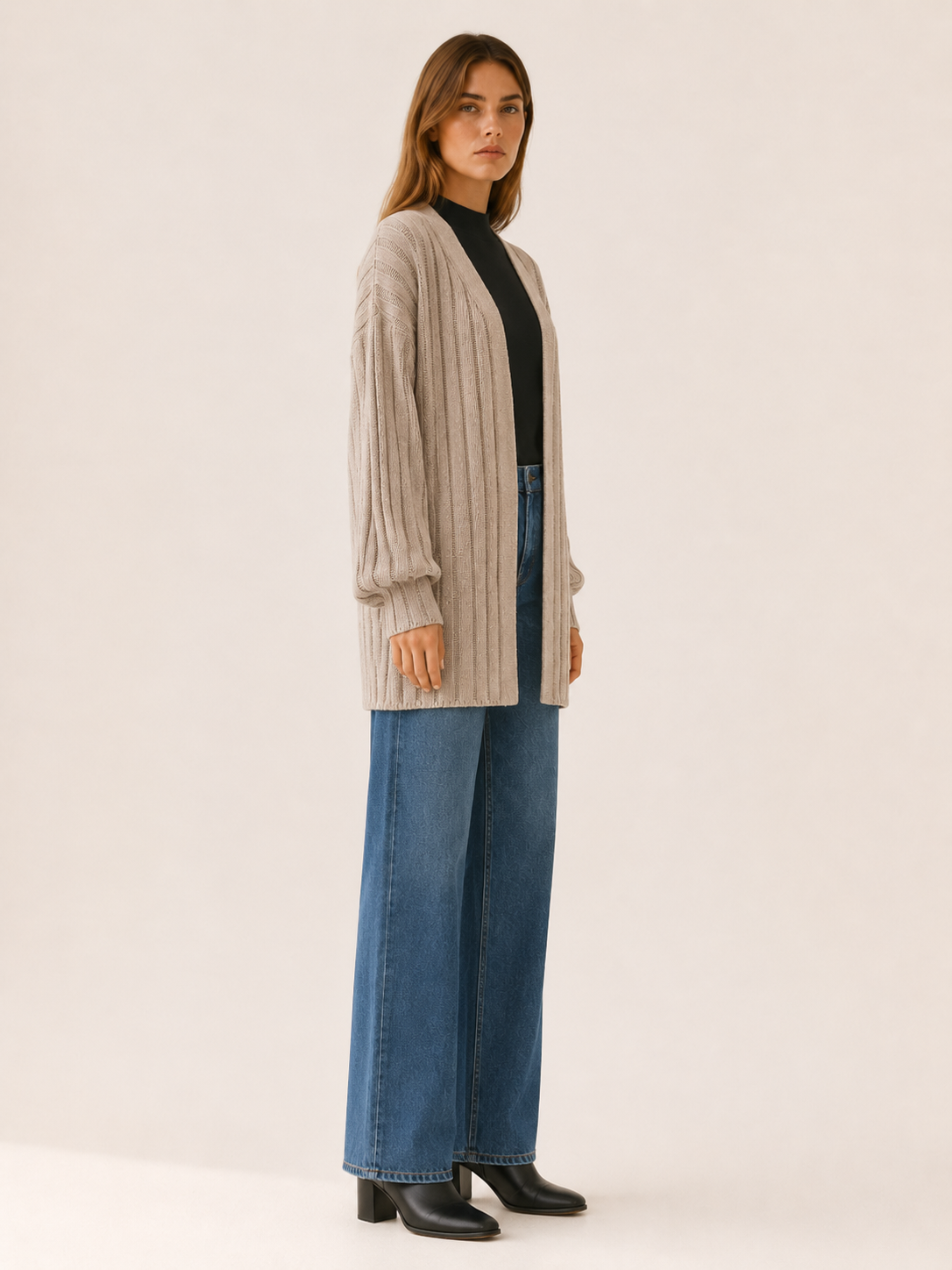 Isolde | Women’s Long Cardigan with Open Front and Pockets