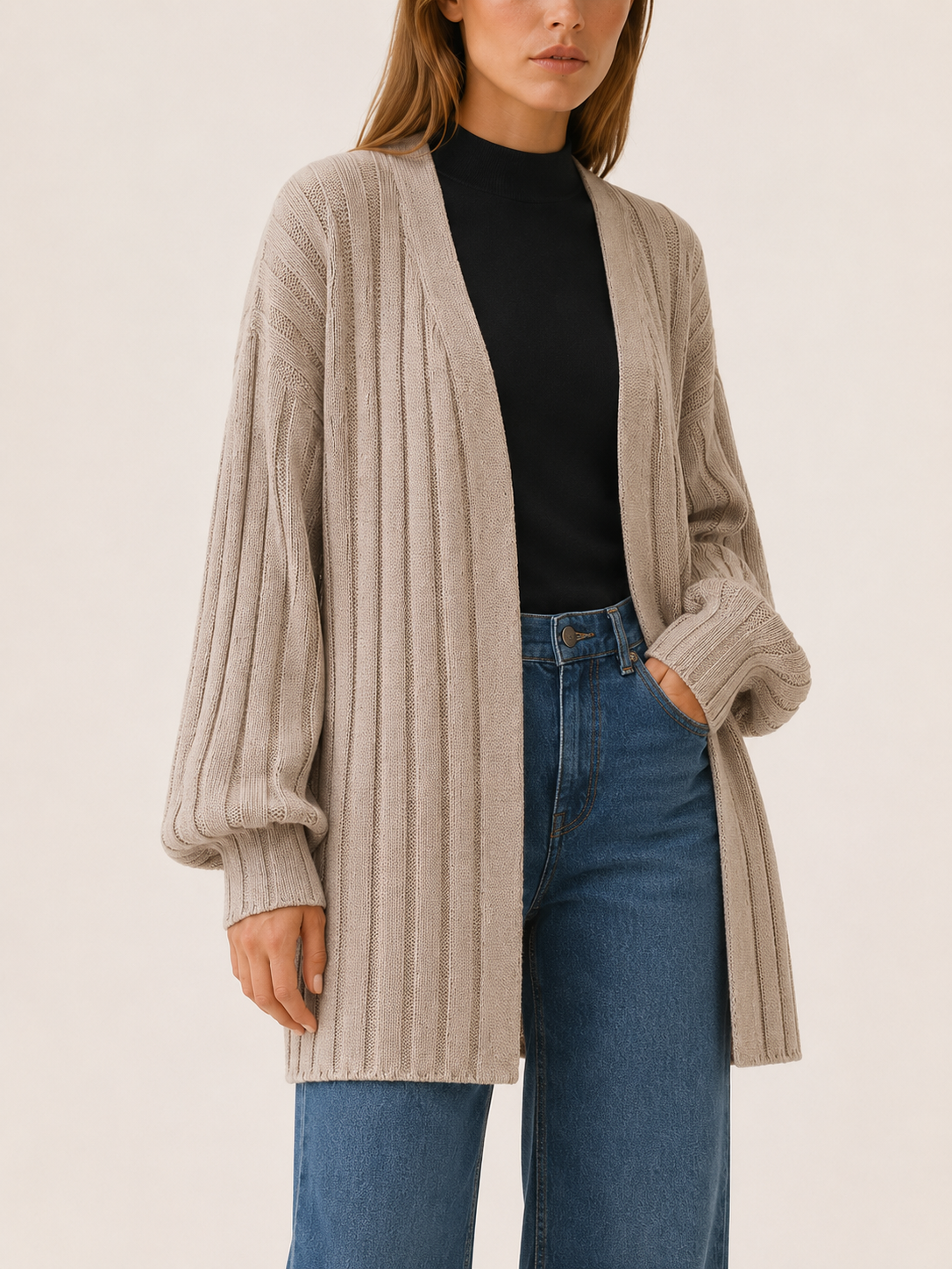 Isolde | Women’s Long Cardigan with Open Front and Pockets