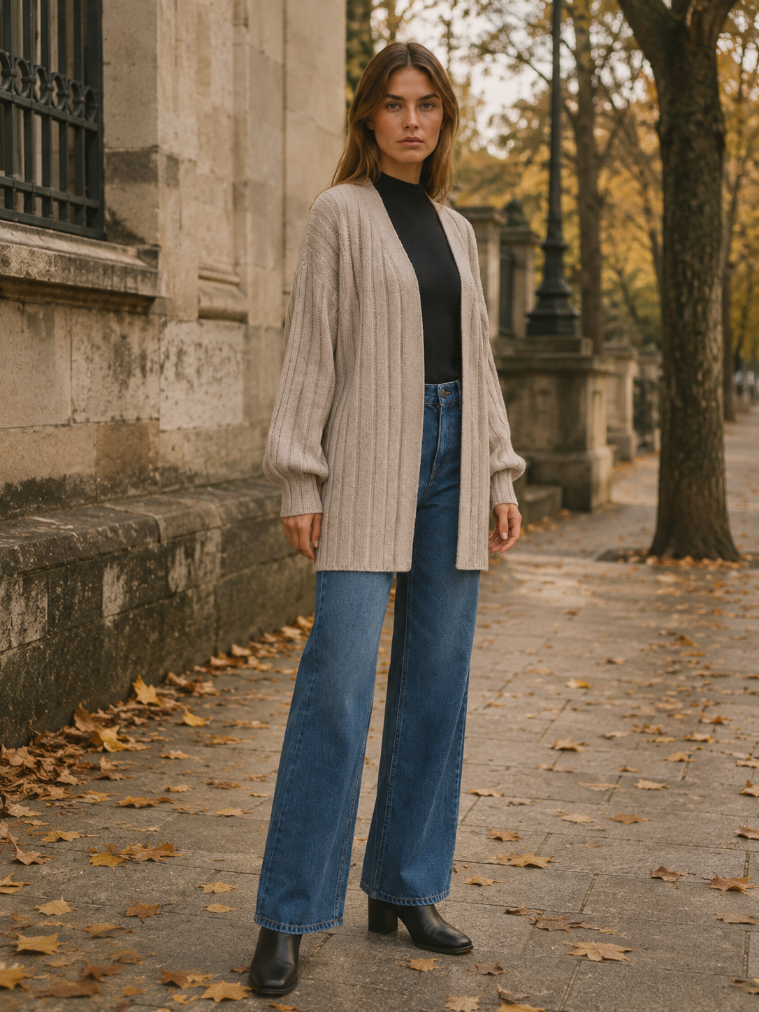 Isolde | Women’s Long Cardigan with Open Front and Pockets