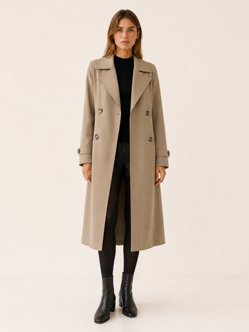 Isolde | Women’s Long Trench Coat with Double-Breasted Front