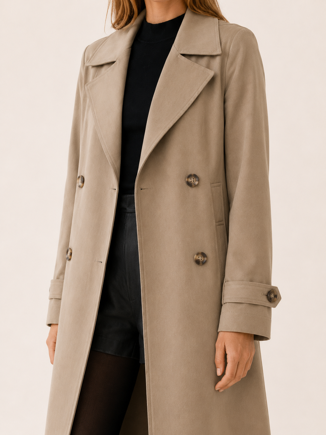 Isolde | Women’s Long Trench Coat with Double-Breasted Front