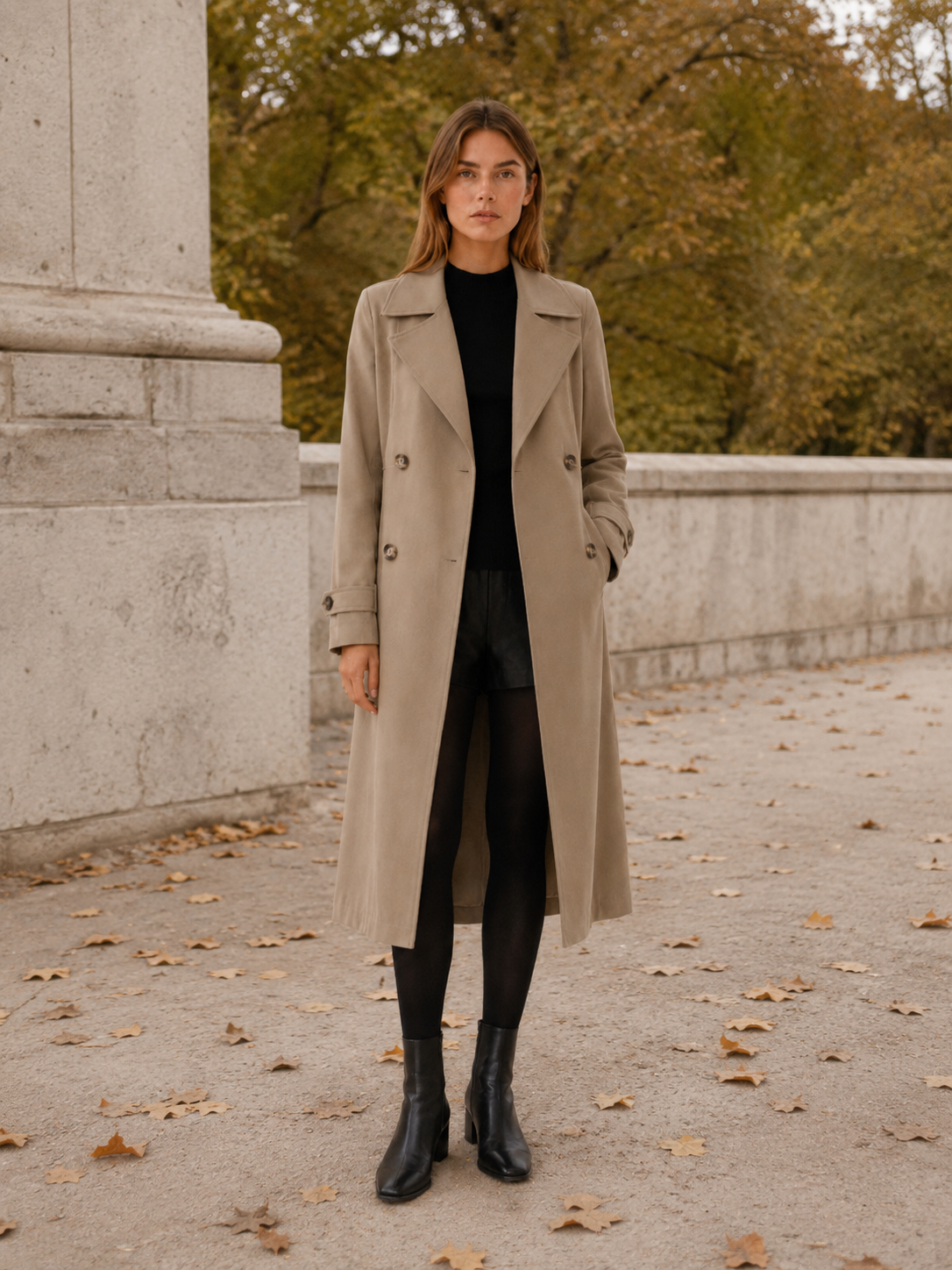 Isolde | Women’s Long Trench Coat with Double-Breasted Front