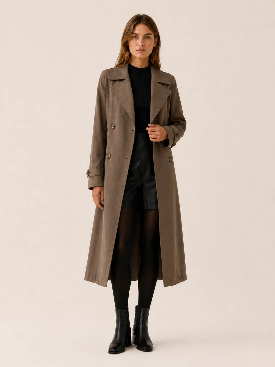 Isolde | Women’s Long Trench Coat with Double-Breasted Front