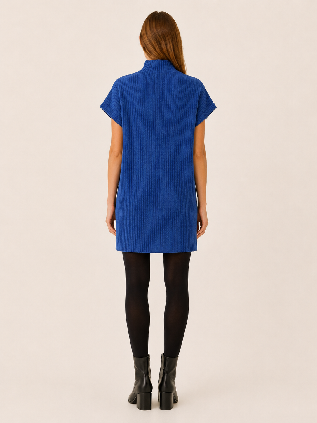 Iverelle | Sweater Dress with Short Sleeves and Pocket Detail