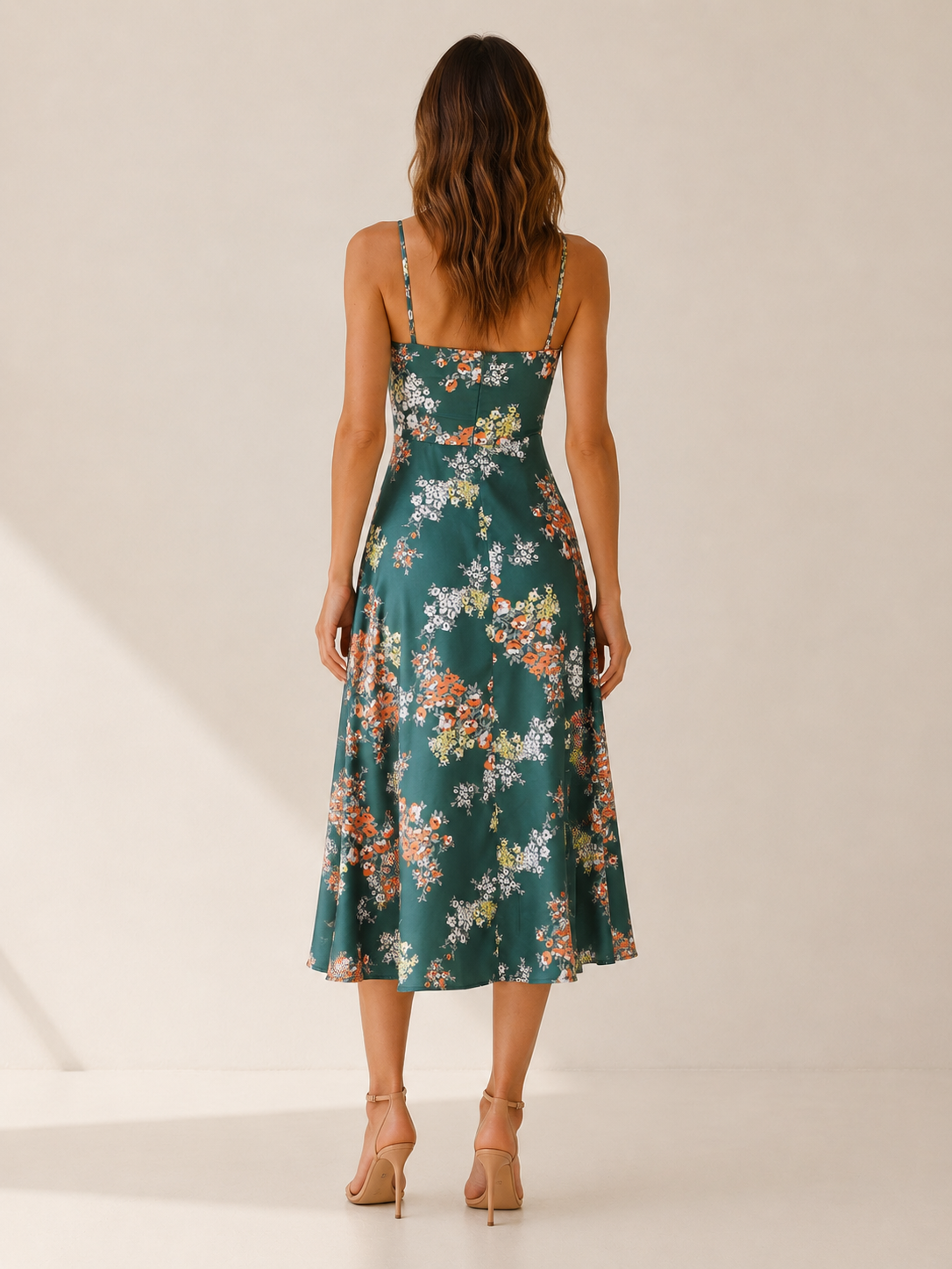 Jacinta | Floral Midi Dress with Front Tie Detail