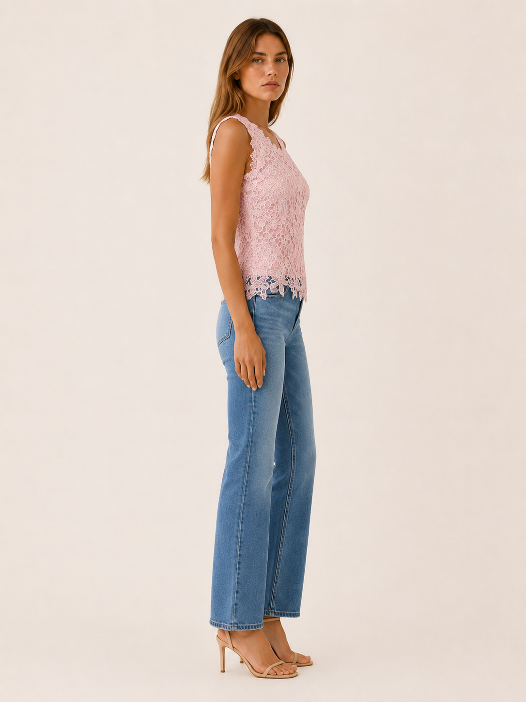 Jasmina | Lace Sleeveless Blouse with Scallop Trim
