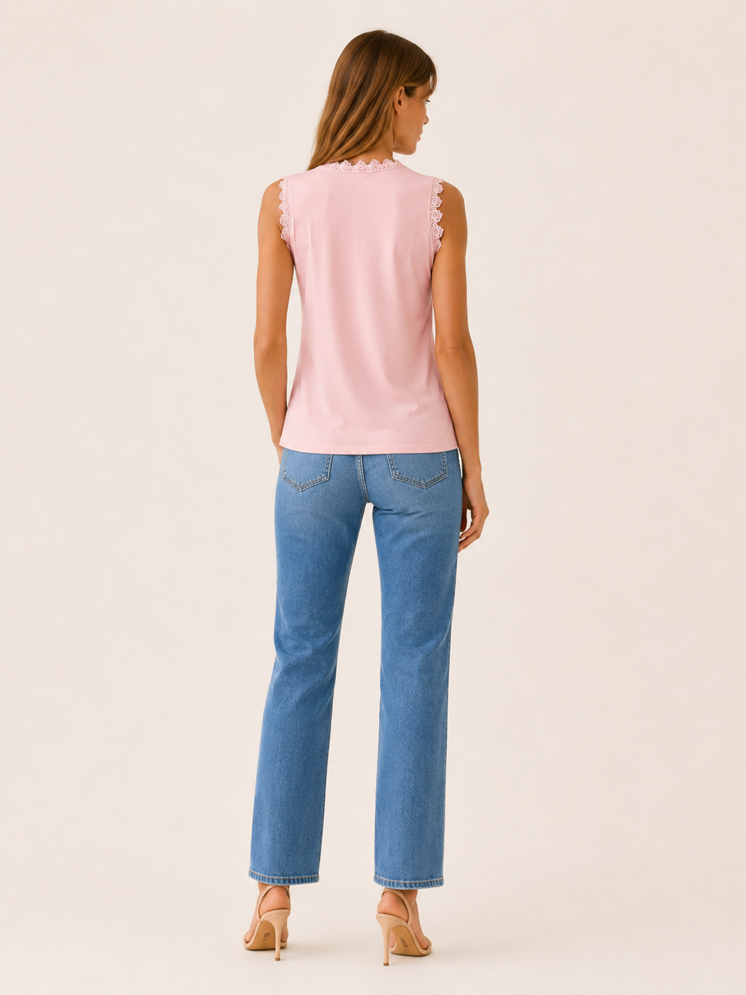 Jasmina | Lace Sleeveless Blouse with Scallop Trim