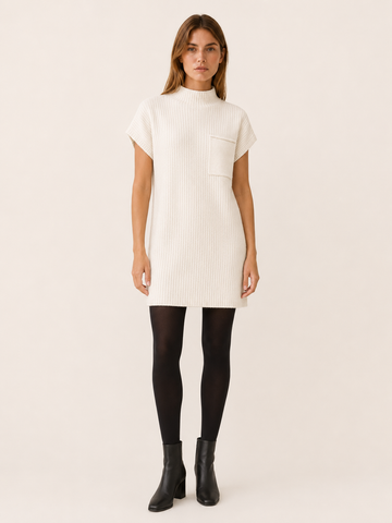 Joravelle | Sweater Dress with Short Sleeves and High Neck