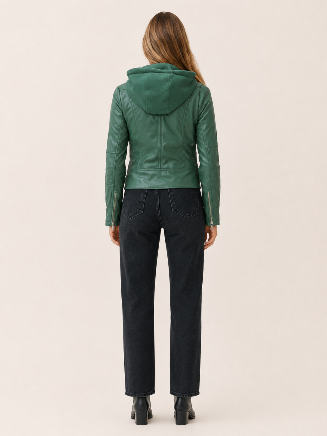 Kerensa | Biker Jacket with Hood and Zip Front
